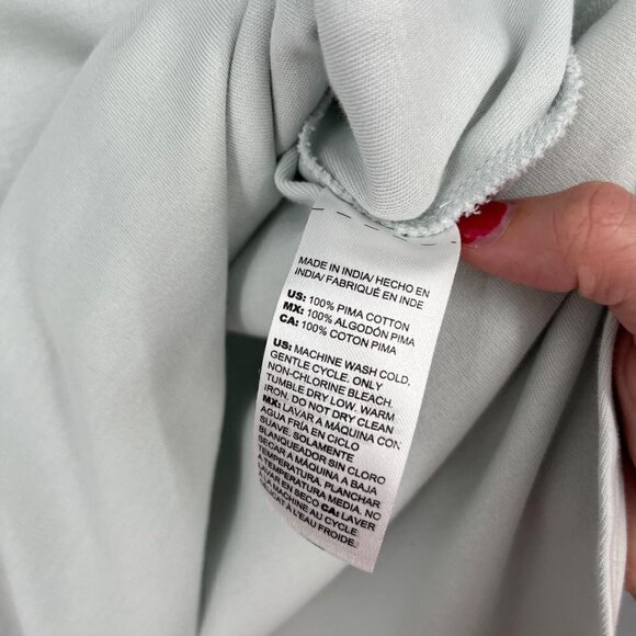 Chicos Mock Neck Tunic Knit Top Size M Coastal Mist Blue Gray Minimal Office NEW - Picture 7 of 12